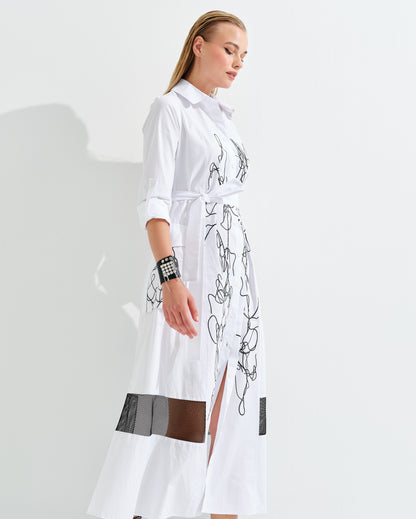 TASARIM BASKILI KOTON ELBİSE