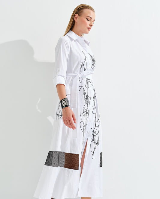 TASARIM BASKILI KOTON ELBİSE