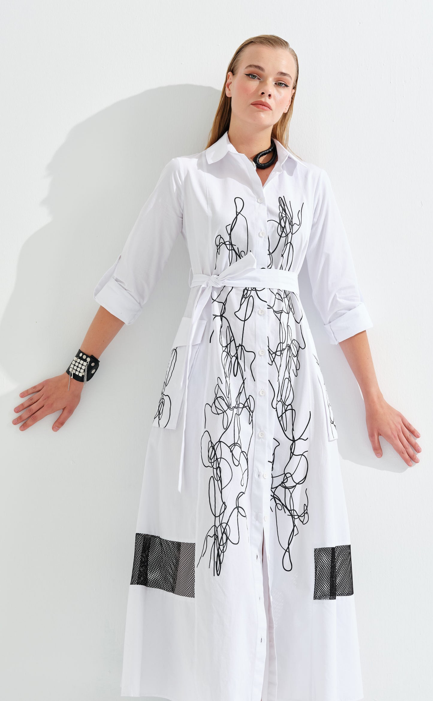 TASARIM BASKILI KOTON ELBİSE