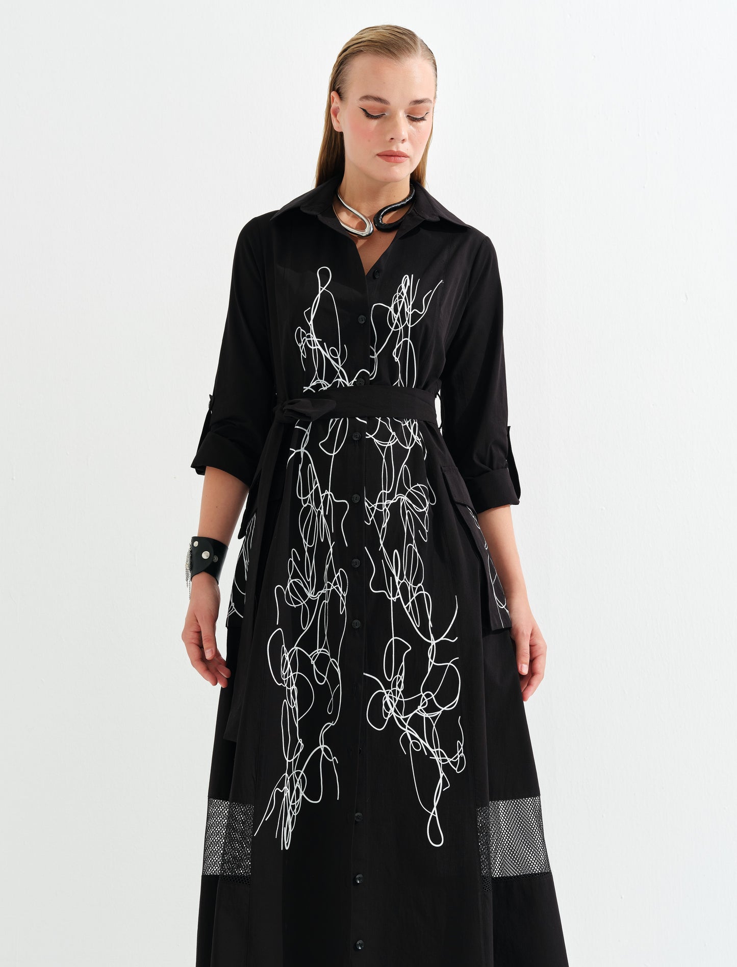 TASARIM BASKILI KOTON ELBİSE