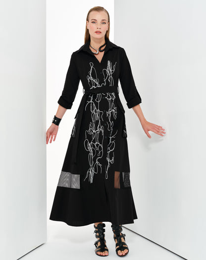 TASARIM BASKILI KOTON ELBİSE